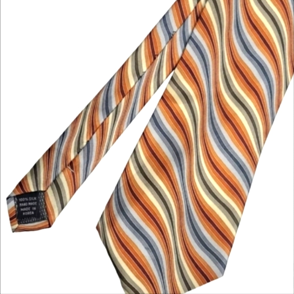 Men's Tie Orange Blue Cream